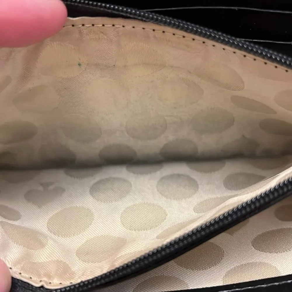 Kate Spade Polka Dot Wallet Black and Cream Coated Canvas Accordion Long Wallet